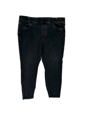 EVRI Jeggings Womens 18WS Mid Rise Black Stretch Denim Plus Size Short w Pockets